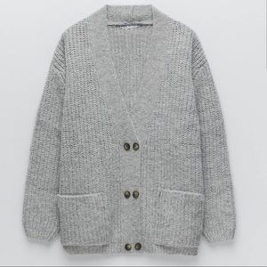 ZARA gray double breasted cardigan size S